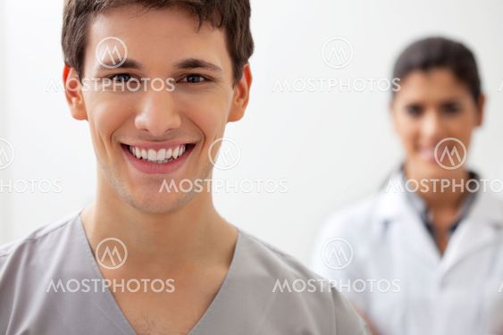Happy male doctor