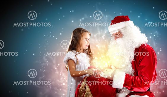 portrait of santa claus with a girl