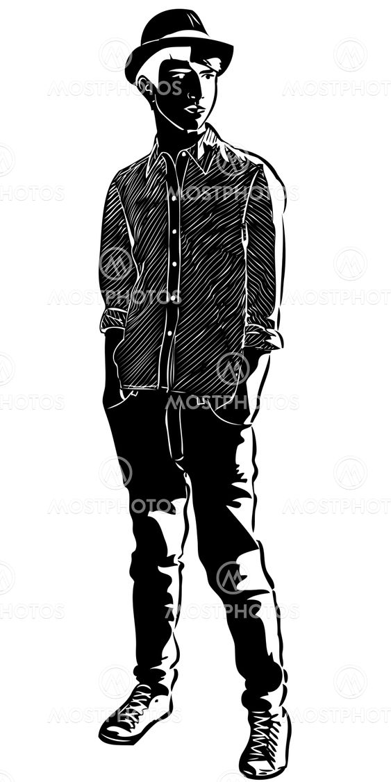 sketch of the guy in the hat hands in pockets