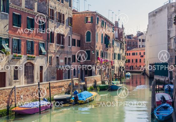 Venice canal with gondolas