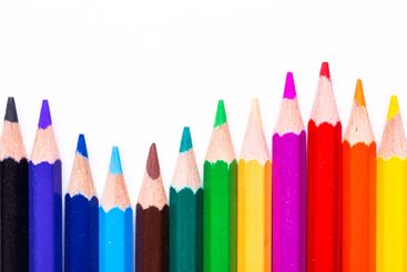 Colorful assortment of pencils arranged in a vibrant...