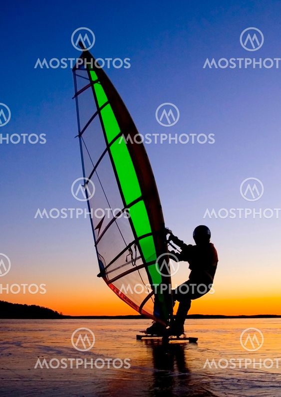 Skate surfer on Lake Malaren, Uppsala