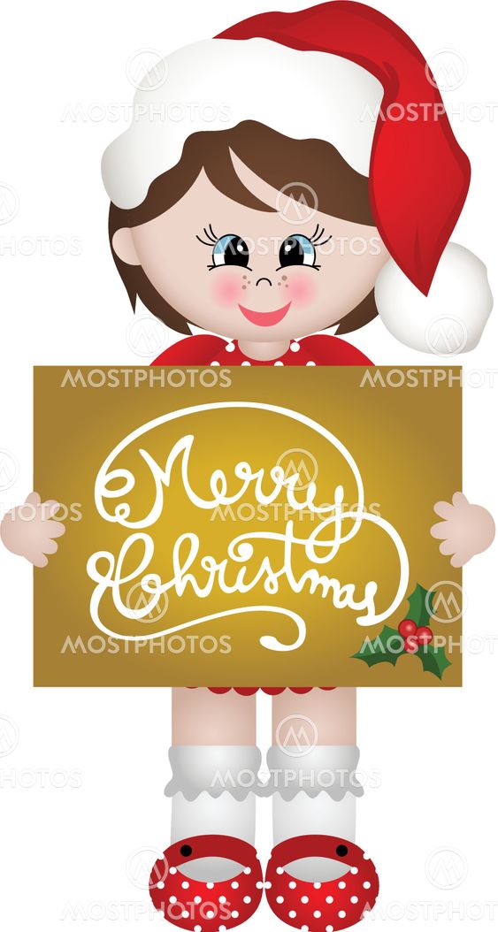 Christmas girl holding a Merry Christmas