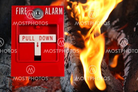 fire alarm with fire background