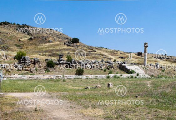 Pamukkale. Turkey. Ruins of Hierapolis, ancient city