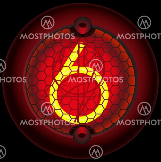 Digit 6 (six). Nixie tube indicator
