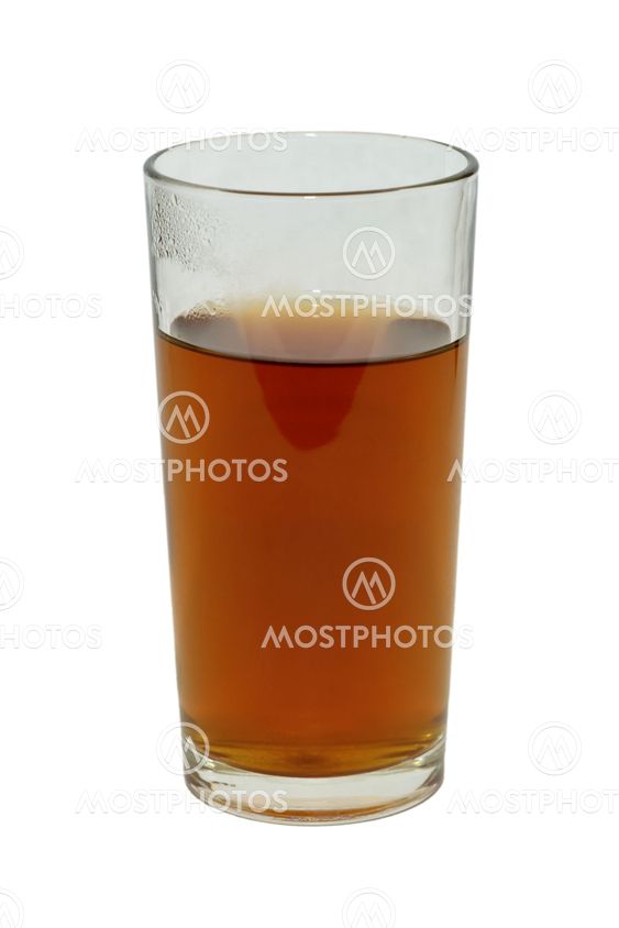 A glass of tea isolated on white background without shadows