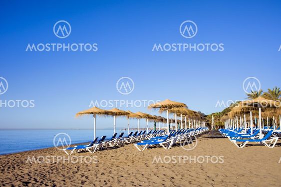 Sun Loungers on a Beach in Marbella