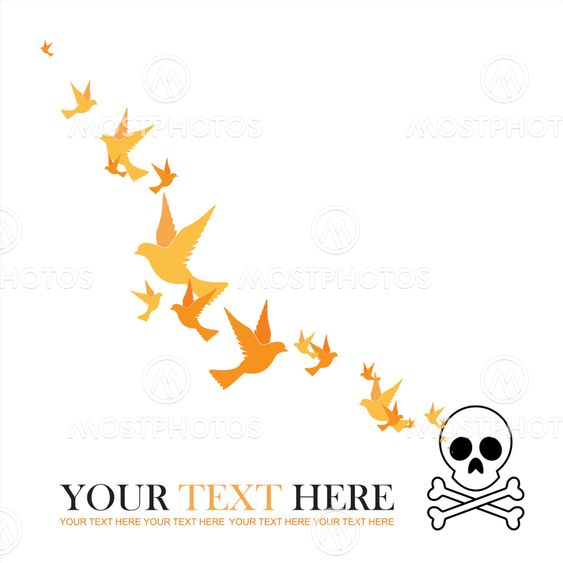 Abstract vector illustration of cranium and birds.