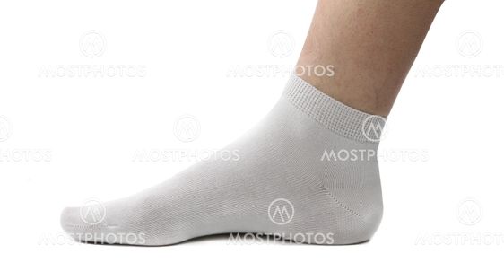 Man foot with sock on.