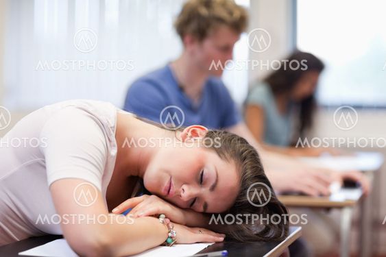 Tired student sleeping