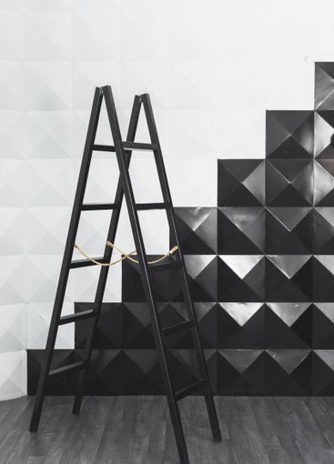 Wooden staircase ladder as the interior decoration