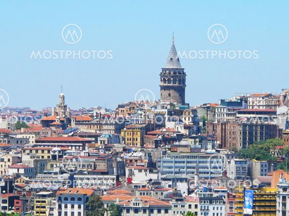 Galata, on the opposite side of the Golden Horn from old Istanbul, seen from across the Golden Horn with Galata Tower