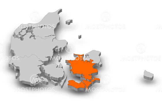Map - Danmark, Zealand - 3D-Illustration