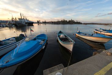 Sunset view of the port of Sozopol, Bulgaria