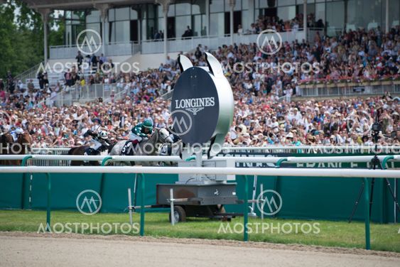 CHATILLY, FRANCE - JUNE 2013: Second Course of the Prize of Diane Longines on June 16, 2013 in Chantilly. European Championship for Young Jockeys. European Championship for Young Jockeys