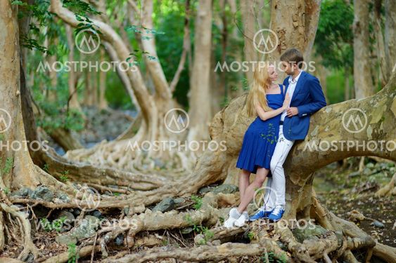 Young couple on a tropical island