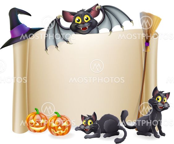 Halloween scroll sign and bat