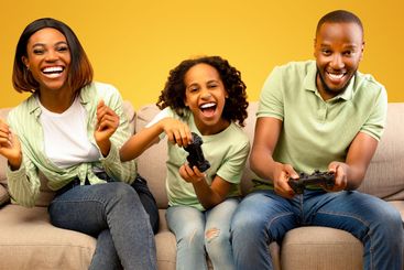 Domestic entertainment. Emotional black dad and daughter...
