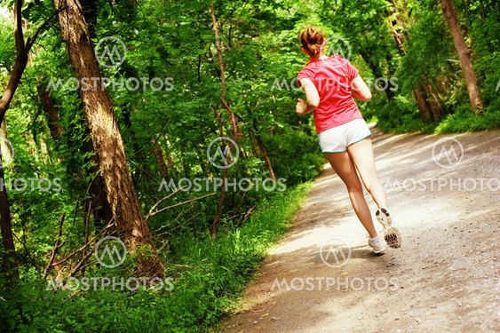 Woman In Red Running