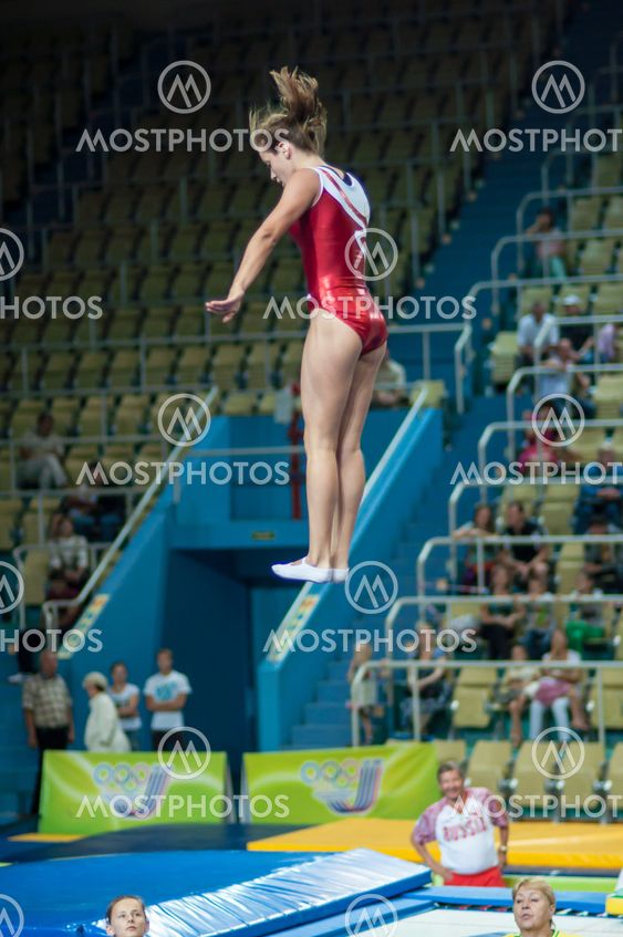 Jumping on a trampoline