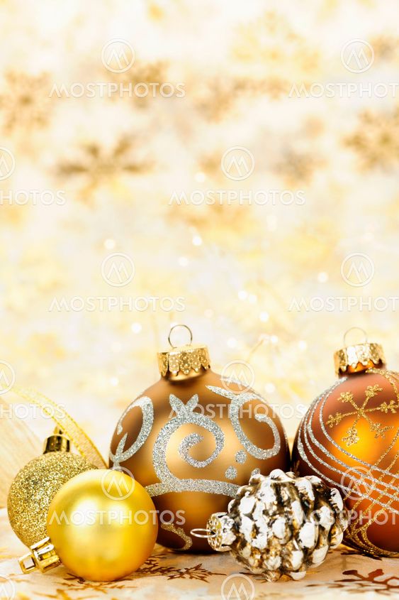 Golden Christmas ornaments background