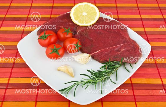 raw horse meat in the plate