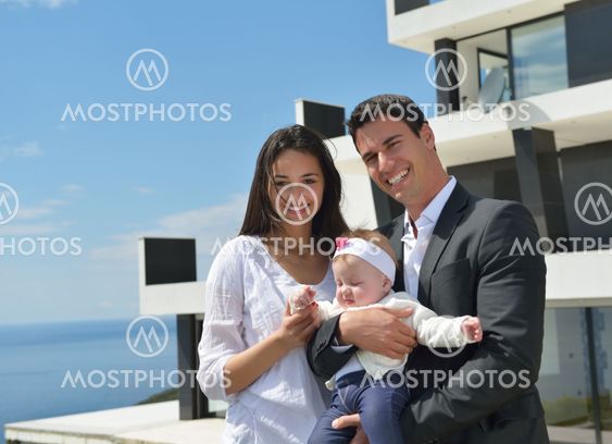 happy young family at home