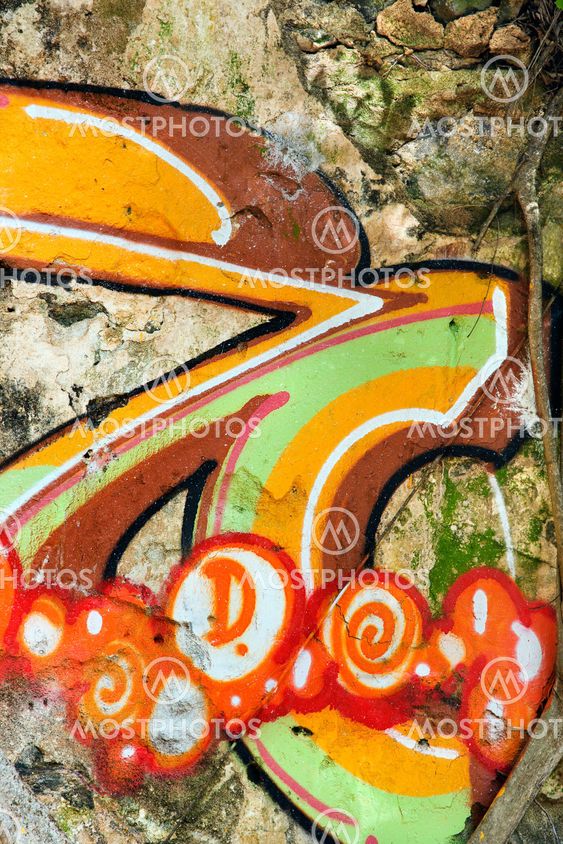 Graffiti on wall.