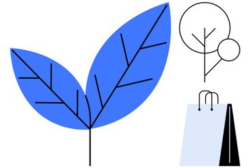 Sustainable living concept with blue leaves,...