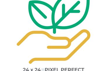 Hand holding sprout colorful line ui icon