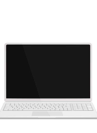 Realistic Laptop with Keyboard, Isolated on White...