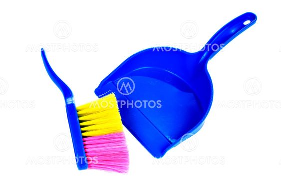 Brush and dustpan isolated