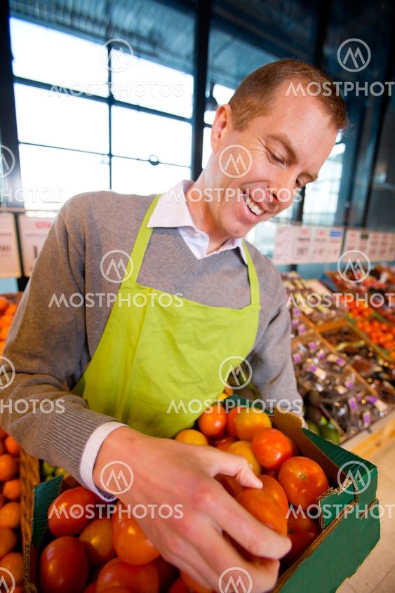 Happy Grocery Store Owner