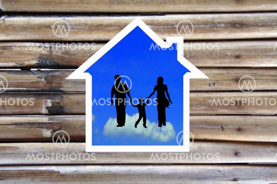 Icon house over a family