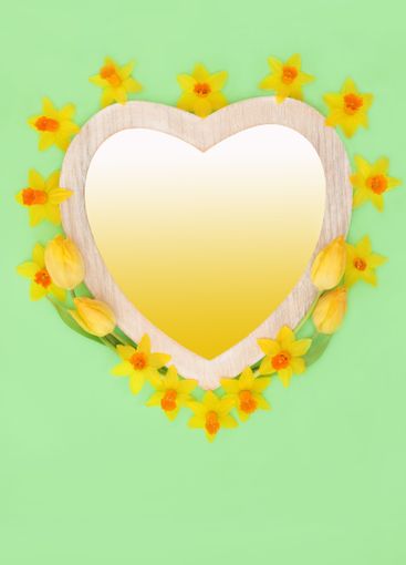 Heart Shaped Spring Season Frame with Yellow Flowers