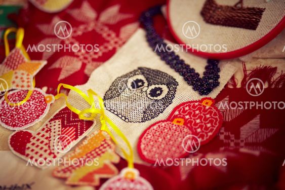 Embroidered objects.