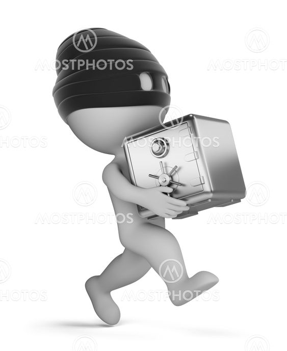 3d small people - thief with safe