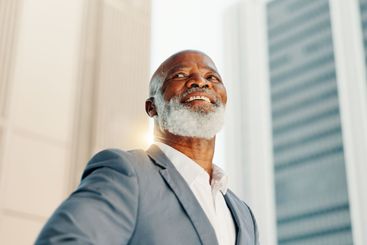 Thinking, mature and business black man in city for real...