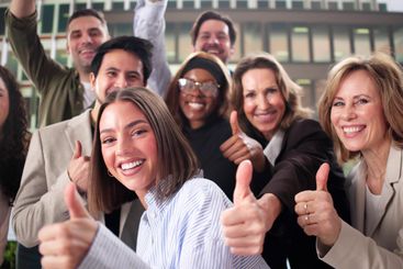 Successful Multiracial Business Team Celebrates Together