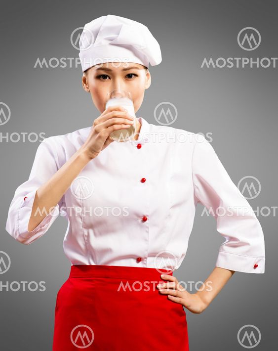 asian cook drink milk