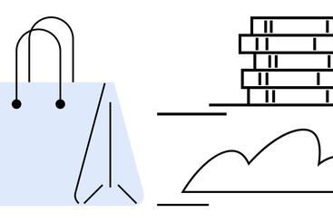 Shopping Bag Next to Stack of Books and Cloud...