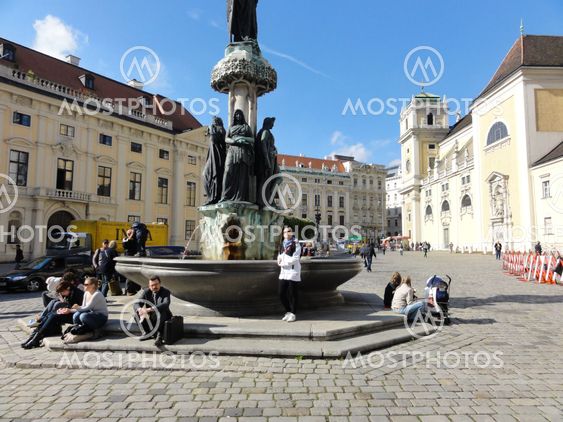 Fountain on the square in Vienna