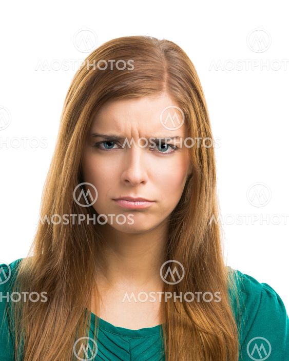 Beautiful woman with a serious face
