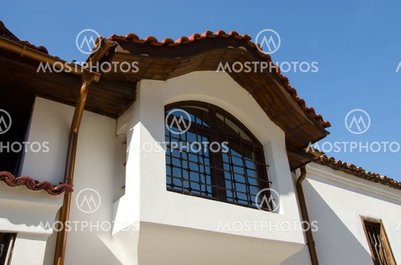Detail of the white house in the old Plovdiv