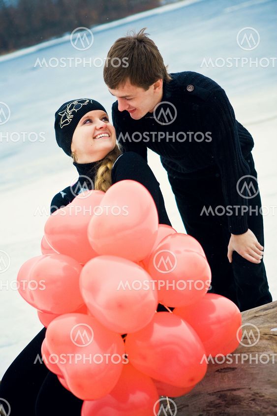 Couple in love with balls