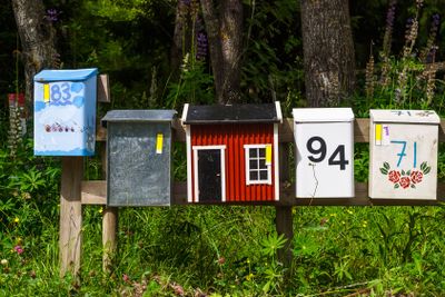 Colorful mailboxes in the countryside
