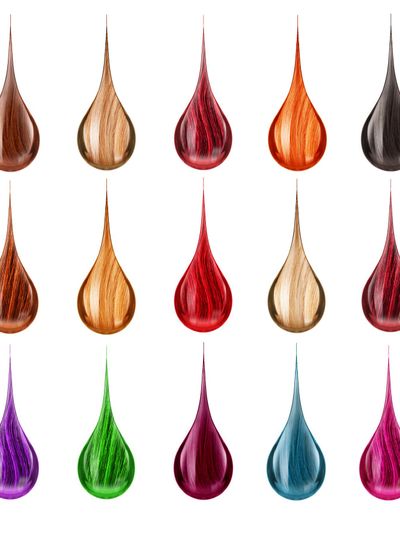 Set of drops with colored hair. Conceptual image...