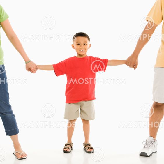 Boy with parents.