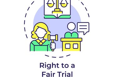 Fair trial right multi color concept icon